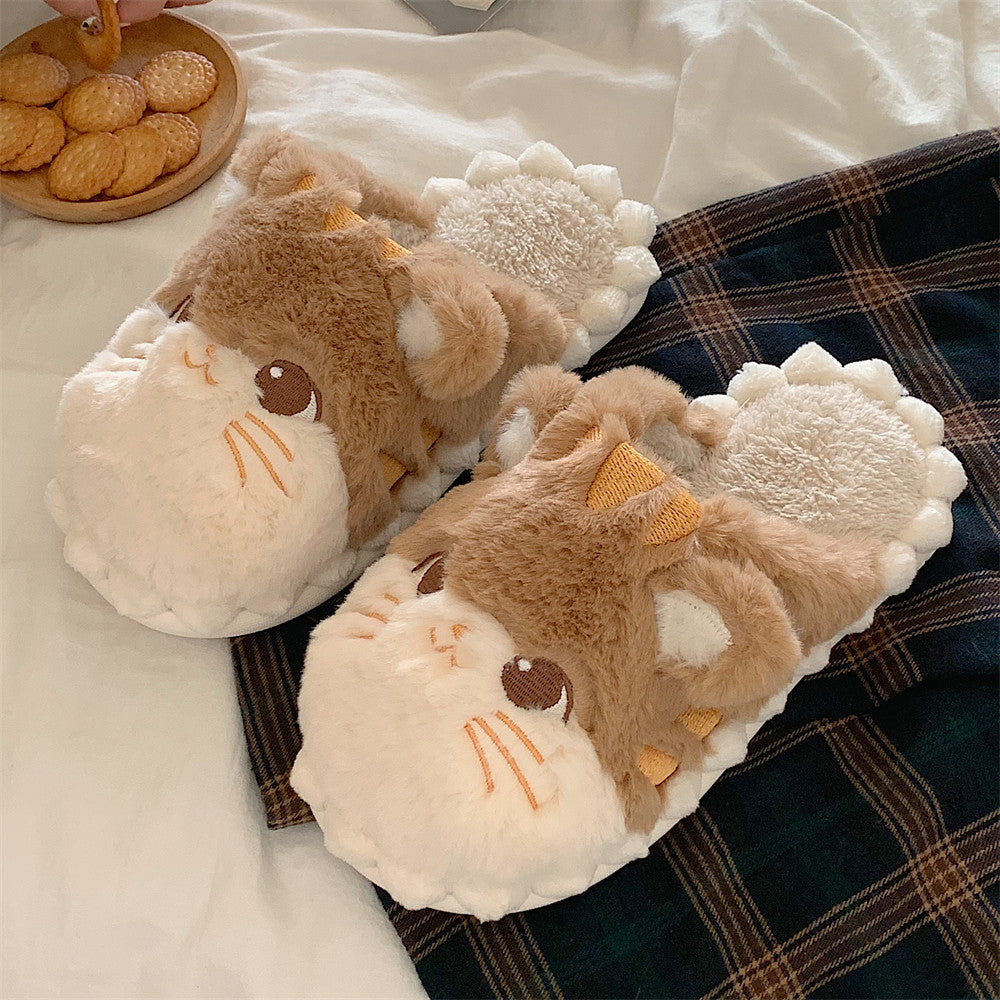 Brown Kitten Plush Slippers