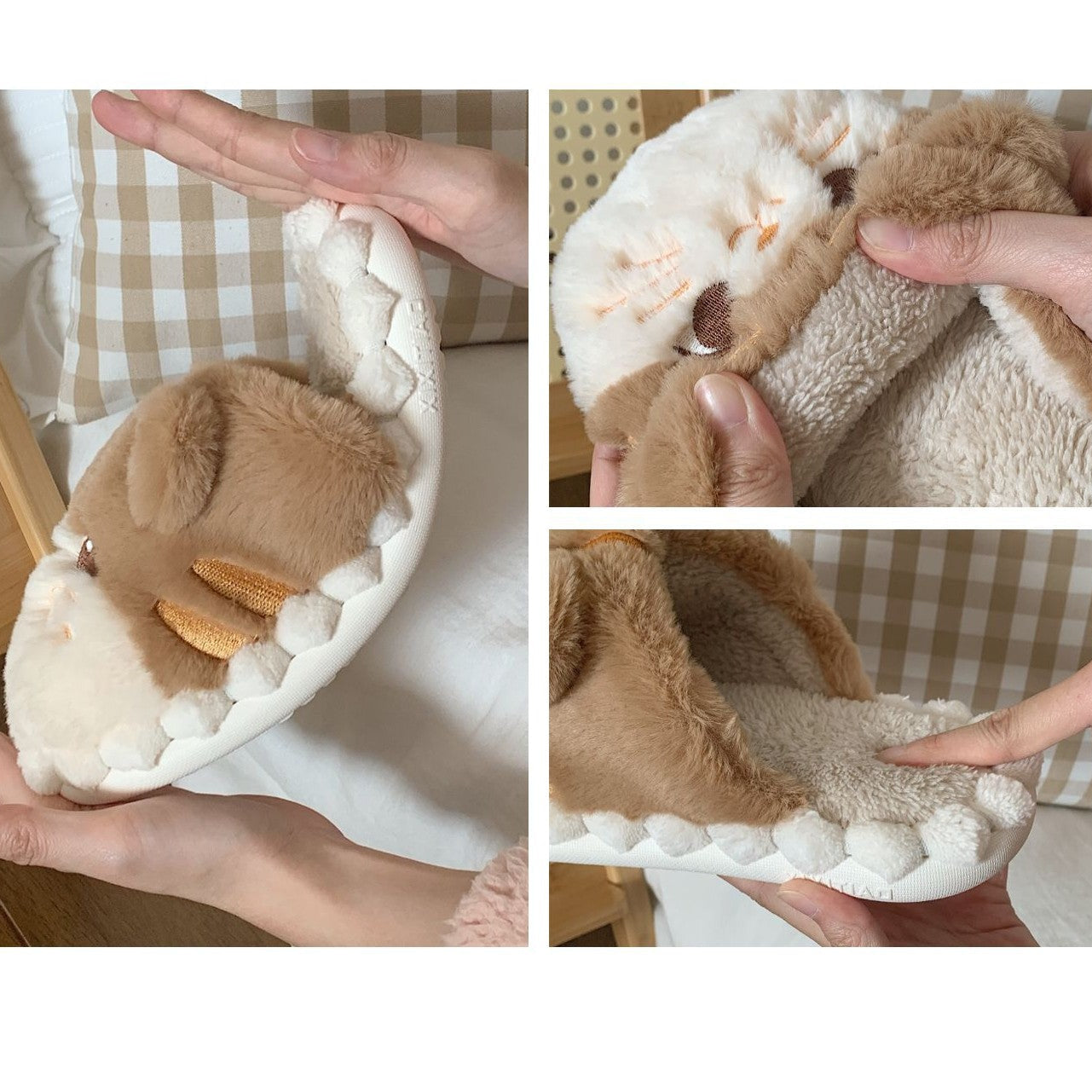 Brown Kitten Plush Slippers